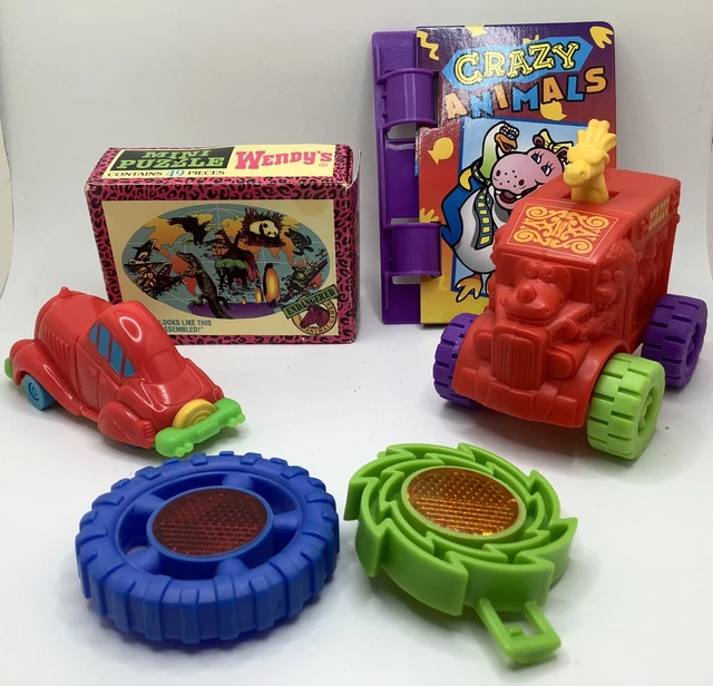 Vintage 1990’s Wendy’s Collectibles Toys Lot Puzzle Circus Flip Book Car