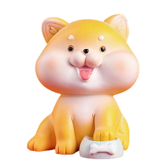 Estatua de perro pulida colorida figura de perro miniatura colorida