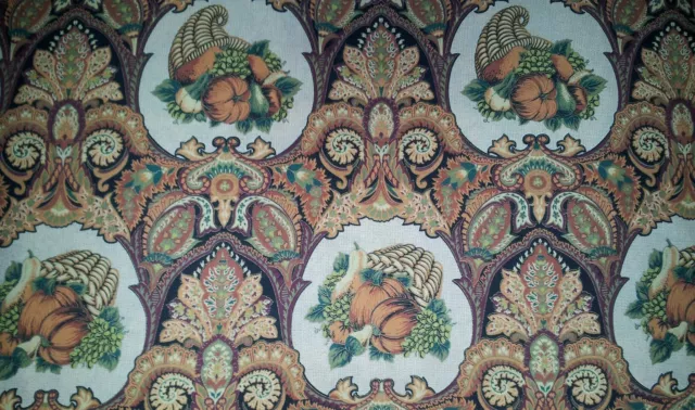 Lined Valance 56X12 Cornucopia Fall Harvest Thanksgiving Scroll Pumpkin Baskets