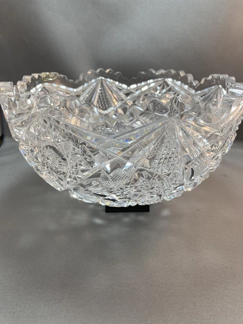 Vintage American Brilliant Cut Glass Bowl some Rim damage 2