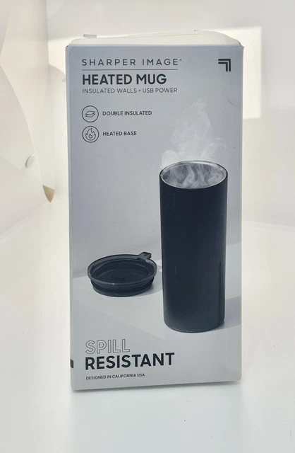 New In Box Sharper Image USB Powered Heated Mug, Double Insulated, Heated Base