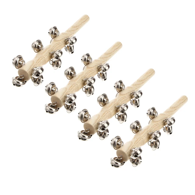 8 Pcs Hölzerne Primärfarbenrassel Kind Handglocke Weihnachtsglocke Handklingel