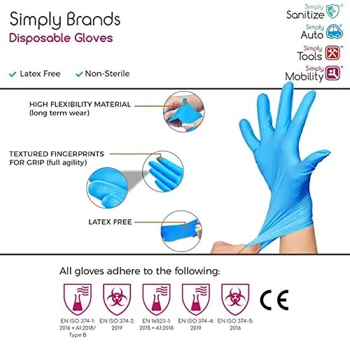 Disposable Gloves Vinyl/Nitrile Blend Blue Multiple Sizes Simply Brands 3