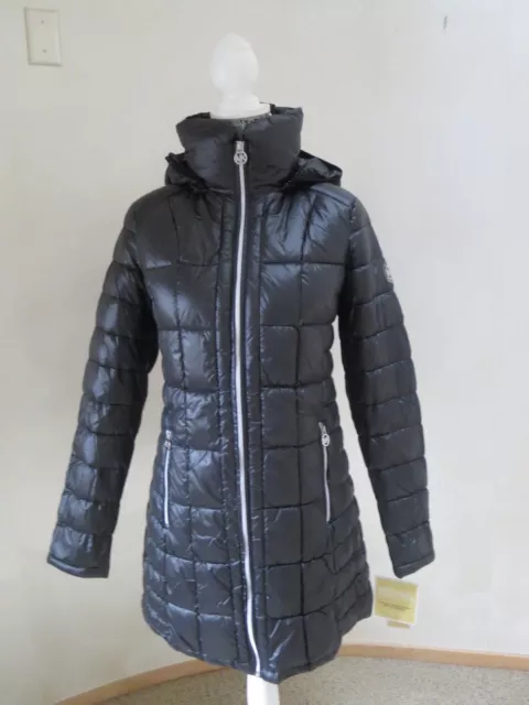 MICHAEL KORS WOMEN’S Black Packable Down Long Coat Jacket with Hood ...