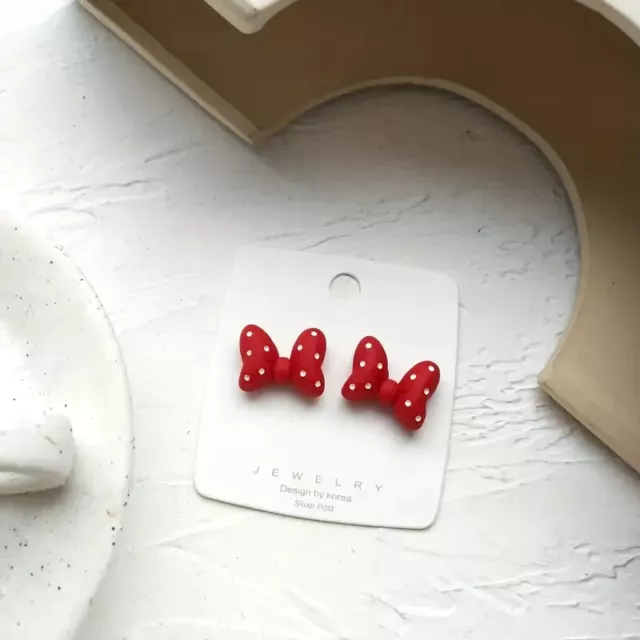 Disney Red Bow Minnie Mouse Cute Stud Earrings Woman, Kids Minnie Disney