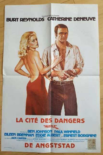 AFFICHE CINEMA ORIGINALE belge _ la cité des dangers _ Burt Reynolds deneuve tbe