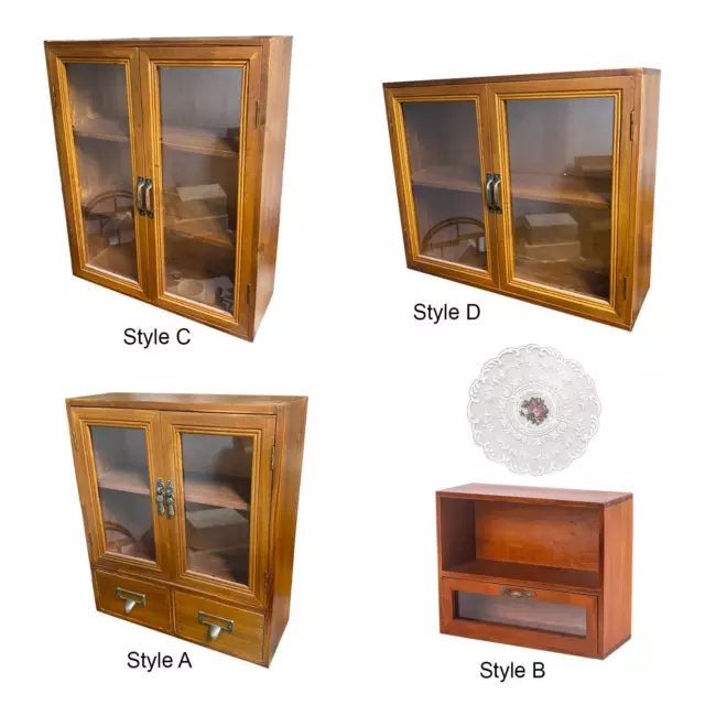 Armoire de rangement rétro, vitrine rustique pour chambre à coucher, coiffeuse