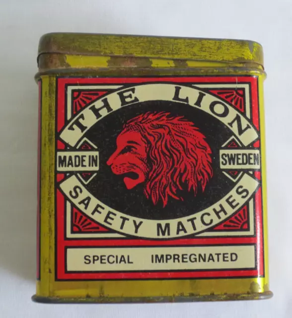 Vintage The Lion Safety Matches Tin - Sweden