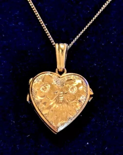 Vintage Rolled gold locket with sterling silver gilt chain