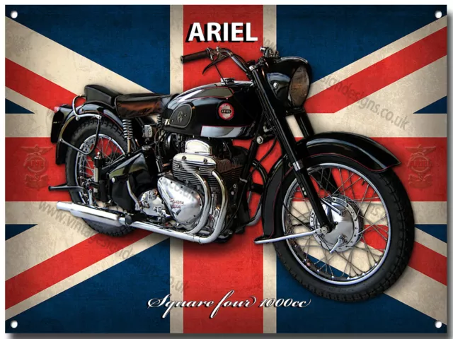 Large A3 Size Ariel Square Four 1000Cc Motorcycle Metal Sign.black A3.