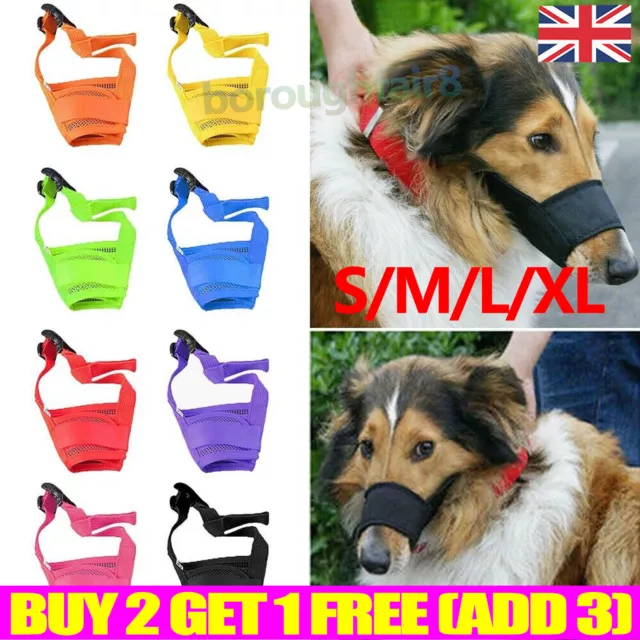 Nylon Adjustable Pets Dog Bark Bite Soft Mouth Muzzle Grooming Anti Chewing 2022