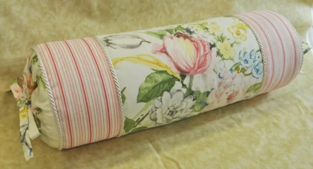 Pillow made w Ralph Lauren Home Lake Floral & Summer Cottage Stripe Fabric NEW