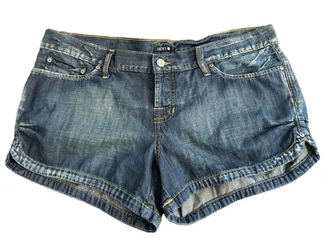 Lucky Brand Jean Short Shorts Womens 14/32 Blue Denim Summer Dark Wash Mid Rise