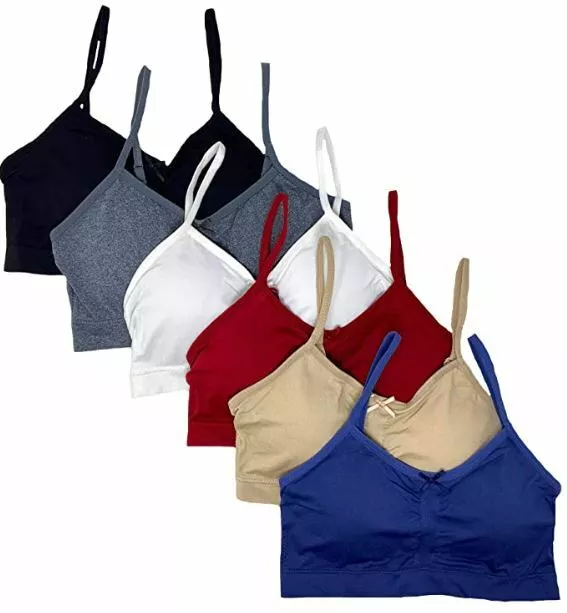 1 or 6 Popular Girls Adjustable Seamless Cami Bras with Removable Padding Packs 3