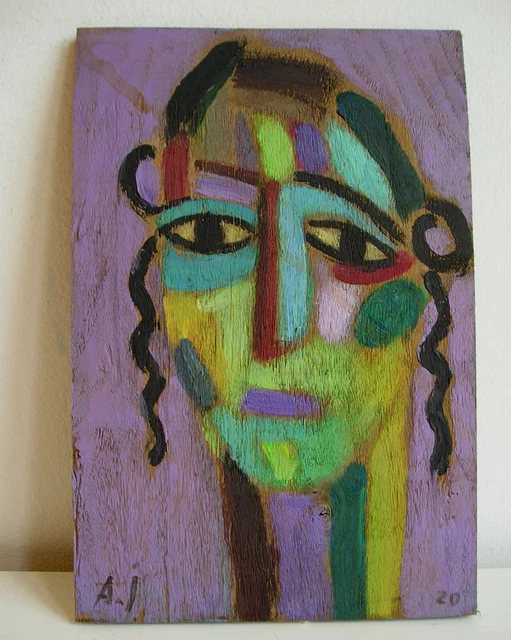Mystischer Kopf oil on wood Testa Mistica Avangurdia russa Russian avantgarde