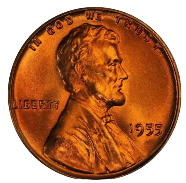 1955-P Lincoln Wheat Cent Choice Gem Red BU 1c Free Shipping 1955P