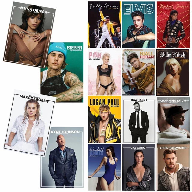 CELEBRITY 2024 CALENDAR, Month To View A3 Wall Calendar Choose Design