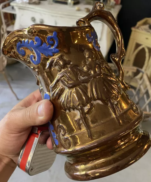 Jersey Faïence Pichet Cuivre Ancien Céramique XIXeme Carafe