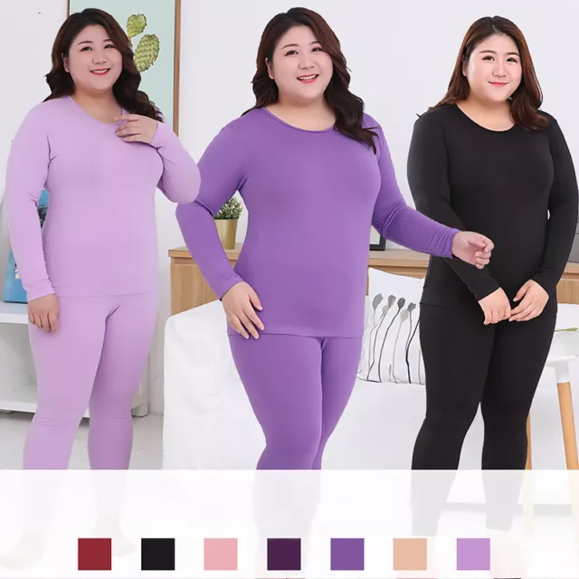 2pcs/set Winter Women Thermal Underwear Set Warm Long Johns Top Bottom Pants