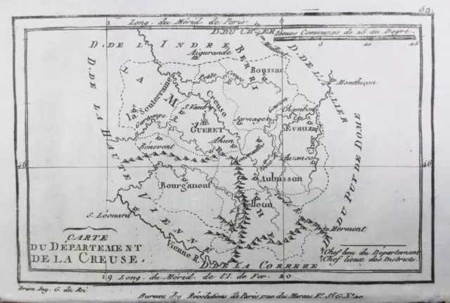 Aubusson en 1791 Creuse Jarnages Felletin Evaux les Bains Boussac Gueret Chambon