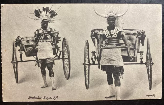 Mint South Africa RPPC Real Picture Postcard Ricksha Boys