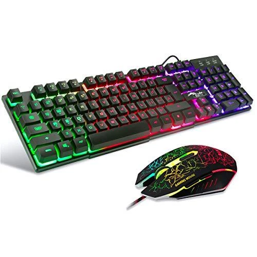 BAKTH Clavier de Gaming et Souris, LED Rétro-éclairage Arc en Ciel Luminosités d