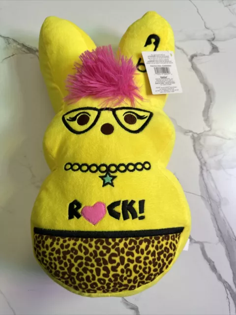 Peeps Emo Punk Easter Bunny Plush 15” Yellow Peep Rock 2024