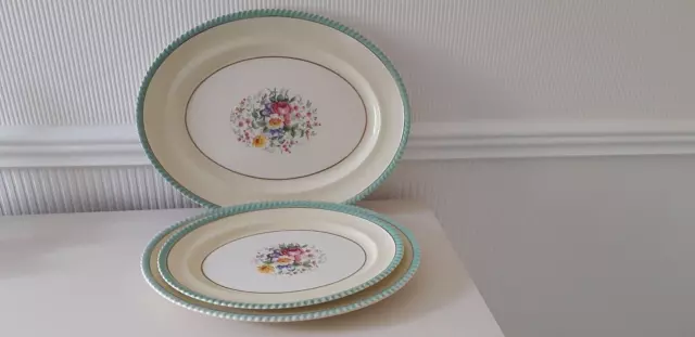 Elegant Johnson Bros (Winsor ware) Art Deco Set Of 3 Large Oval Serving Plates