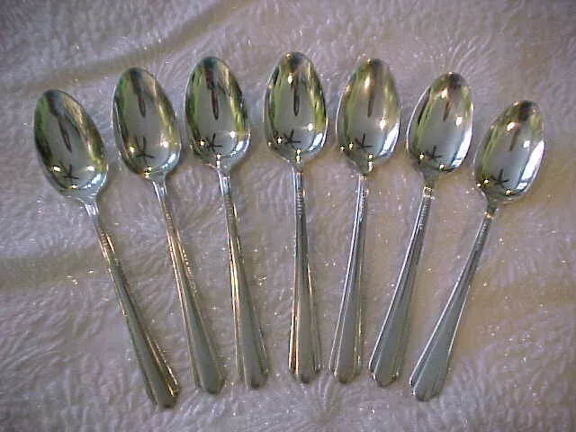 7 Vintage 1929 CHARM Silverplate Teaspoons 6" INTERNATIONAL HOLMES & EDWARDS