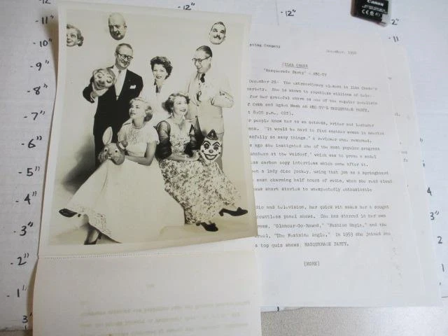 ABC TV show photo 1954 MASQUERADE PARTY halloween mask Churchill Thomas Dewey