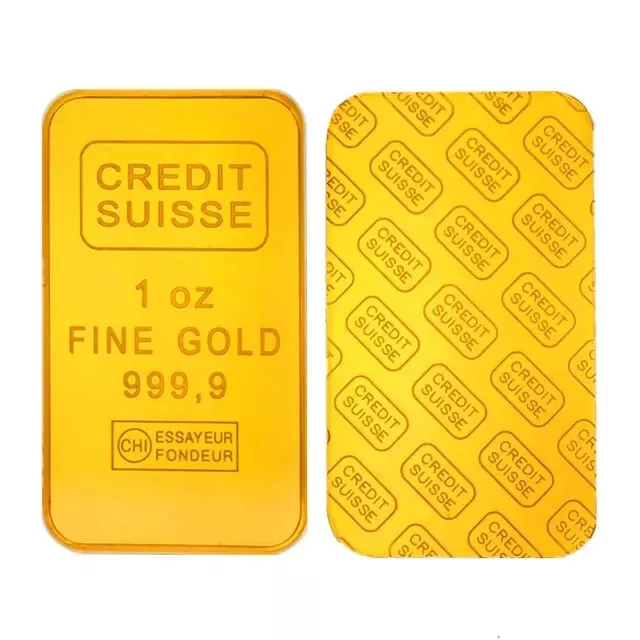 copy 24ct Gold Plated CREDIT Layered Bullion Bar Switzerland Bullion