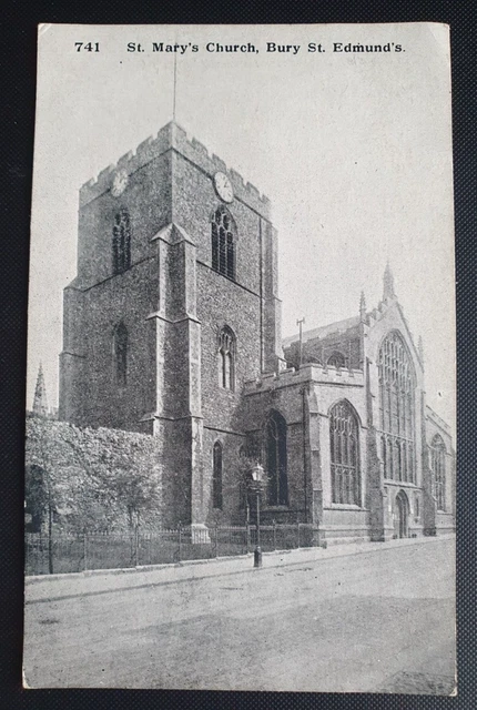 Unposted Vintage B&W Postcard - St Mary's Church, Bury St Edmund's b2