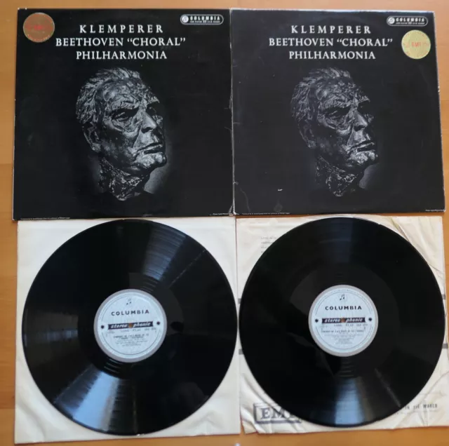 SAX 2276-77 ED1 Klemperer Beethoven Symphony no. 9 Choral 2xLP Columbia 1st B/S