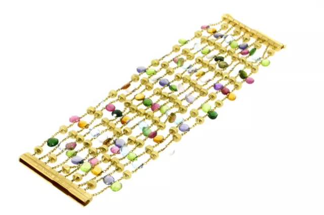 Marco Bicego Paradise Bracelet RARE 10 Strand Chain Multi Gemstone 18k Gold 7"