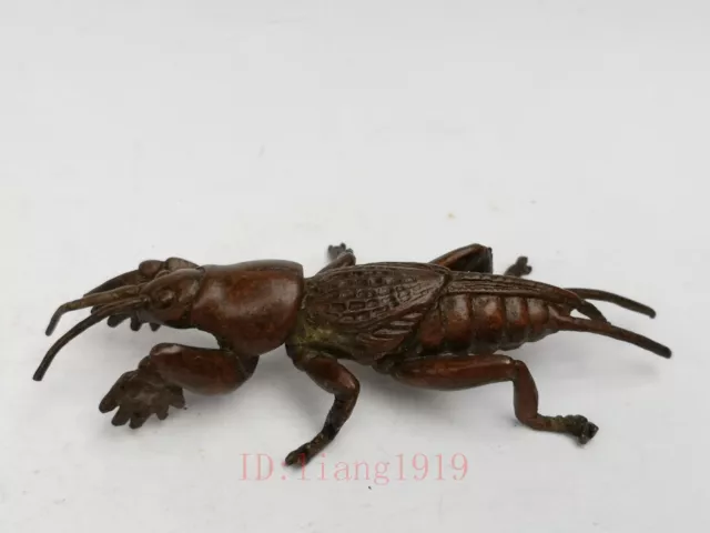 Collection Old Chinese Bronze Carving Exquisite mole cricket Statue Pendant Gift