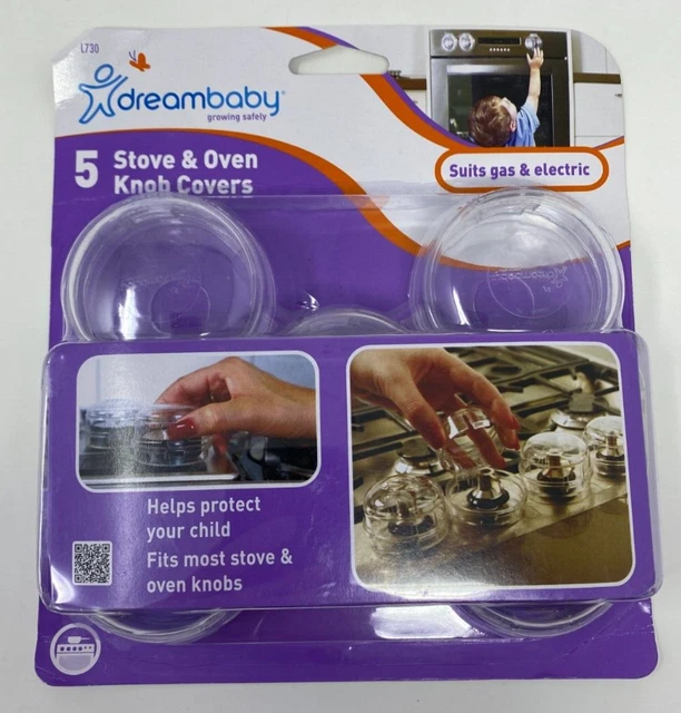 Cubiertas de perno para horno de estufa Dreambaby protector plástico de seguridad a prueba de bebé 5 quilates, transparente