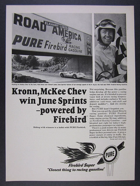 1966 Road America Mitchell Bridge photo Pure Racing Gasoline vintage print Ad