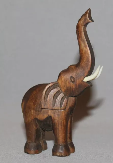 Vintage European Hand Carved Wood Elephant Figurine