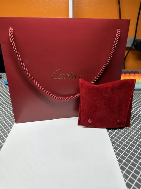 Bolsa de viaje Cartier con almohada de joyería/reloj y bolsa de compras mediana