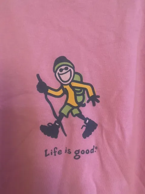 LIFE IS GOOD Women's L Short Sleeve Pink "Climber" Cotton T-Shirts