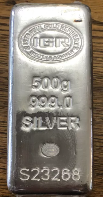500 Gram Istanbul Gold Refinery Cast Silver Bar (New)