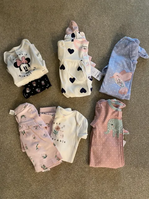 Lot of Baby Girl Clothes (Carters/Disney) Infant Size 6 Months. New With Tags.