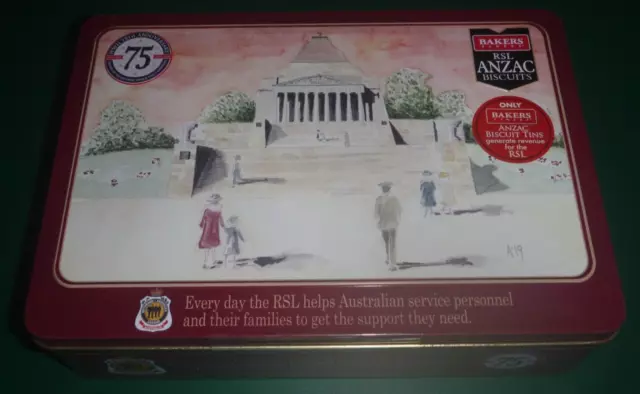 Bakers Finest RSL Anzac Biscuit Tin WWII 75th Anniversary  The Shrine, Melbourne