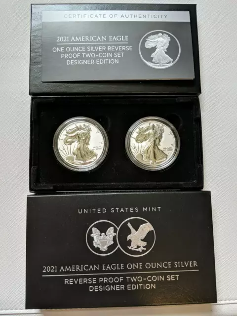 American Eagle 2021 One Ounce Silver Reverse Proof Two-Coin Set Designer Edition