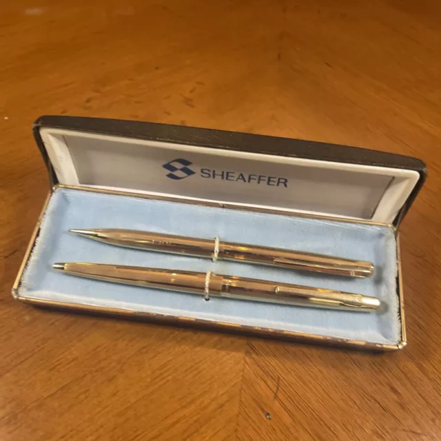 Vintage Sheaffer Fountain Pen 23k Gold Electroplated blue