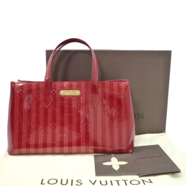 Authentic LOUIS VUITTON Vernis Wilshire PM Rayures Hand Bag M91702 Red #W510022 Authentic LOUIS VUITTON Vernis Wilshire PM Rayures Hand Bag M91702 Red #W510022