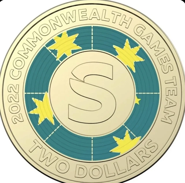 COMMONWEALTH GAMES LETTER S 2 Two Dollar Coloured Coin 2022