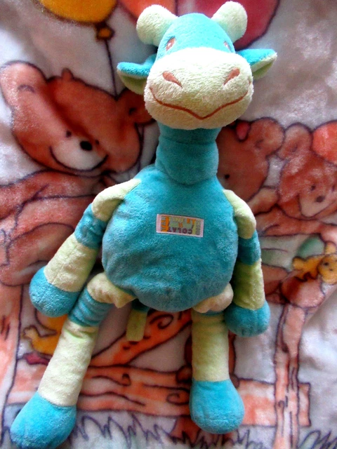 doudou peluche vache bleur vert tartine et chocolat très bon état 58cm