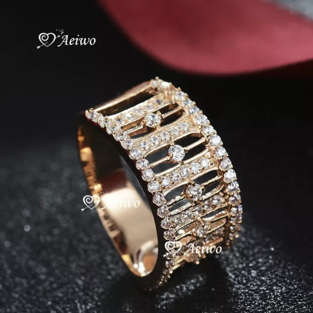 18K Yellow White Gold Gf Simulated Diamond Wedding Band Engagement Ring Fashion