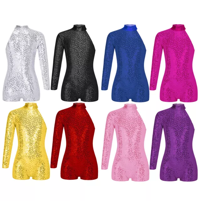 Paillettes ragazze ginnastica danza tuta body balletto jazz costume performance